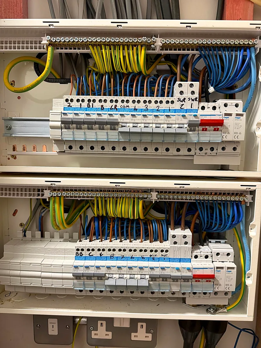 Tidy consumer unit and wiring installed by Isca Energy in Newport